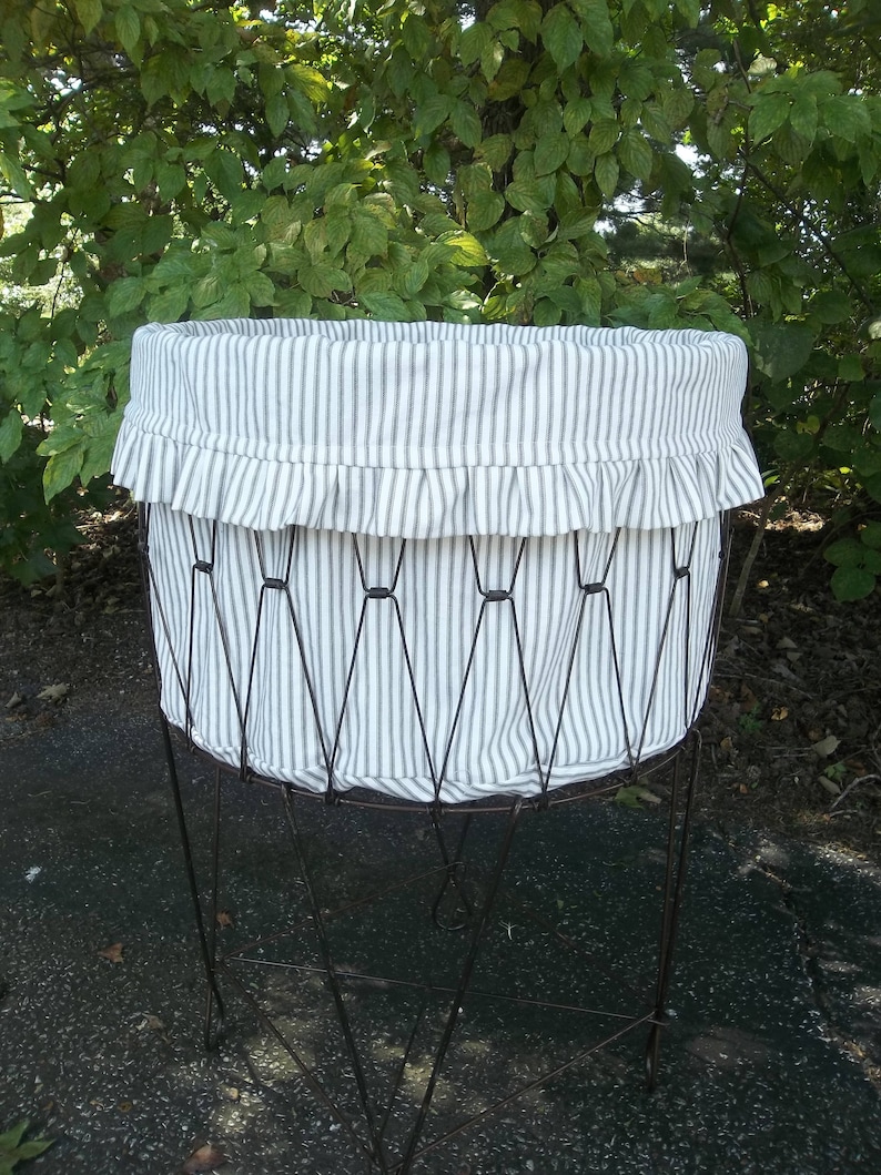 Custom Laundry Basket Liner Linen Basket Liner Ruffled Basket Etsy