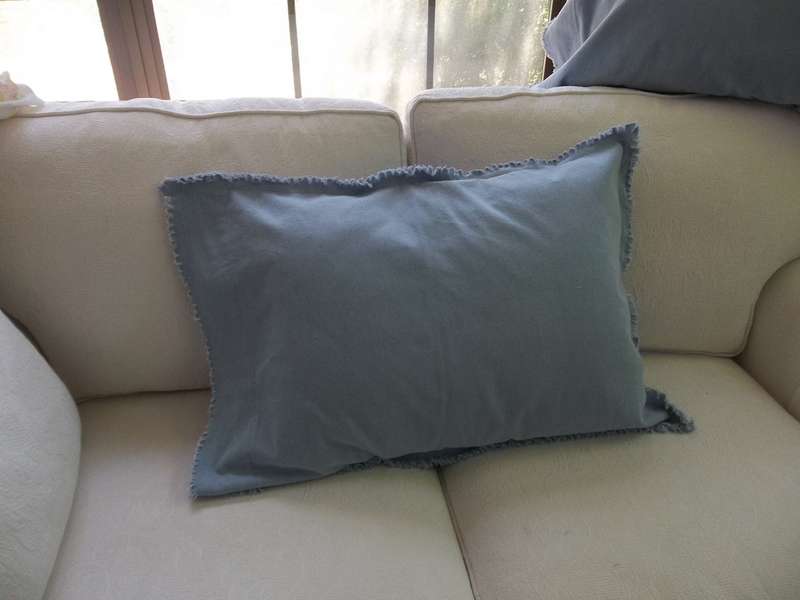 Denim Pillows Custom Pillow Shams Raggedy Chambray Pillow Etsy