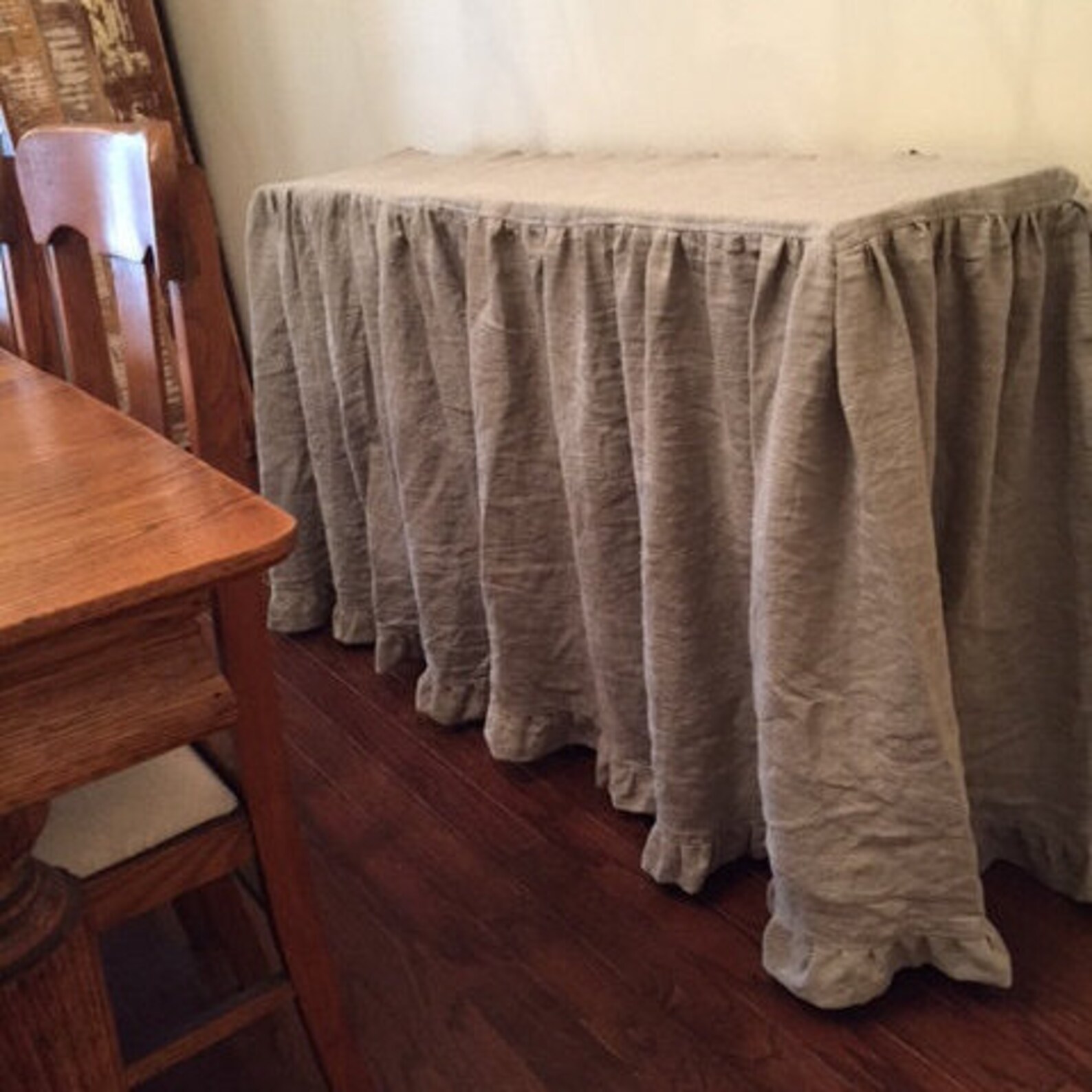 Floor Length Ruffled Linen Tablecloth Custom Sizes Wedding Etsy Ireland