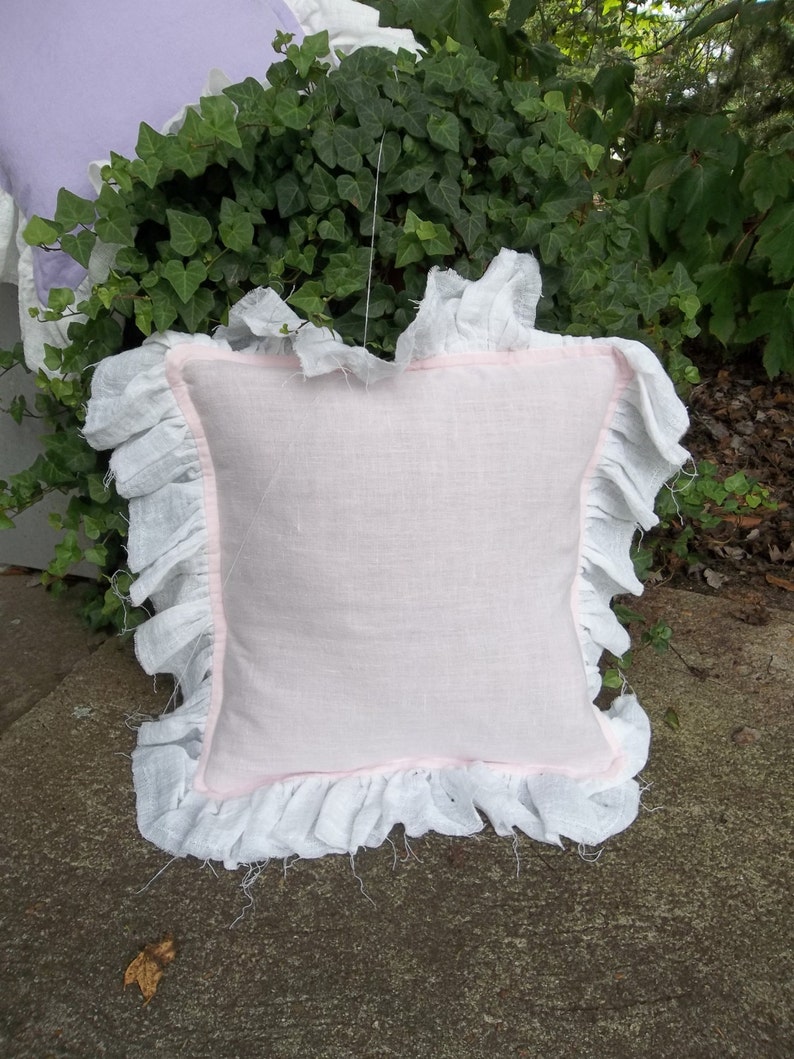 Pink Ruffled Pillow Ruffled Linen Pillow Shams Custom Sizes Etsy