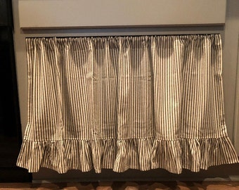 Custom Ruffled Sink Skirt Sink Curtain Kitchen Cabinet Curtain Ruffled Curtain for Farmhouse Sink Ticking Curtains Ruffled Linen Curtain