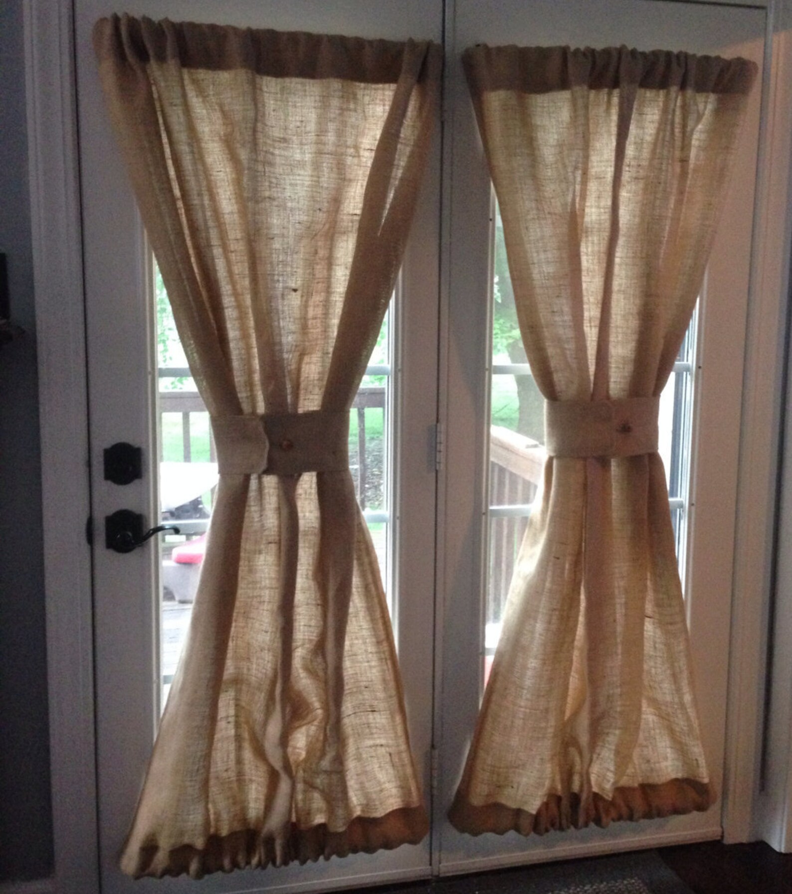 Burlap Sheers French Door Drapes Burlap Curtains French Etsy