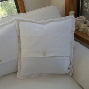 Drop Cloth Pillows Custom Sizes Bright White Pillow Shams Frayed Edge Pillows Raggedy Sold Separately or as a Pair Quantities Available image 4