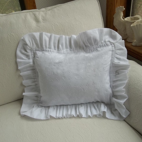 Custom Ruffled Pillow White Eyelet Custom Ruffled Pillow White Eyelet