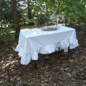 Linen Tablecloth with Ruffles Ruffled Table Cloth Custom Sizes and Fabrics Cottage Linens Thanksgiving Decor Free Shipping image 5