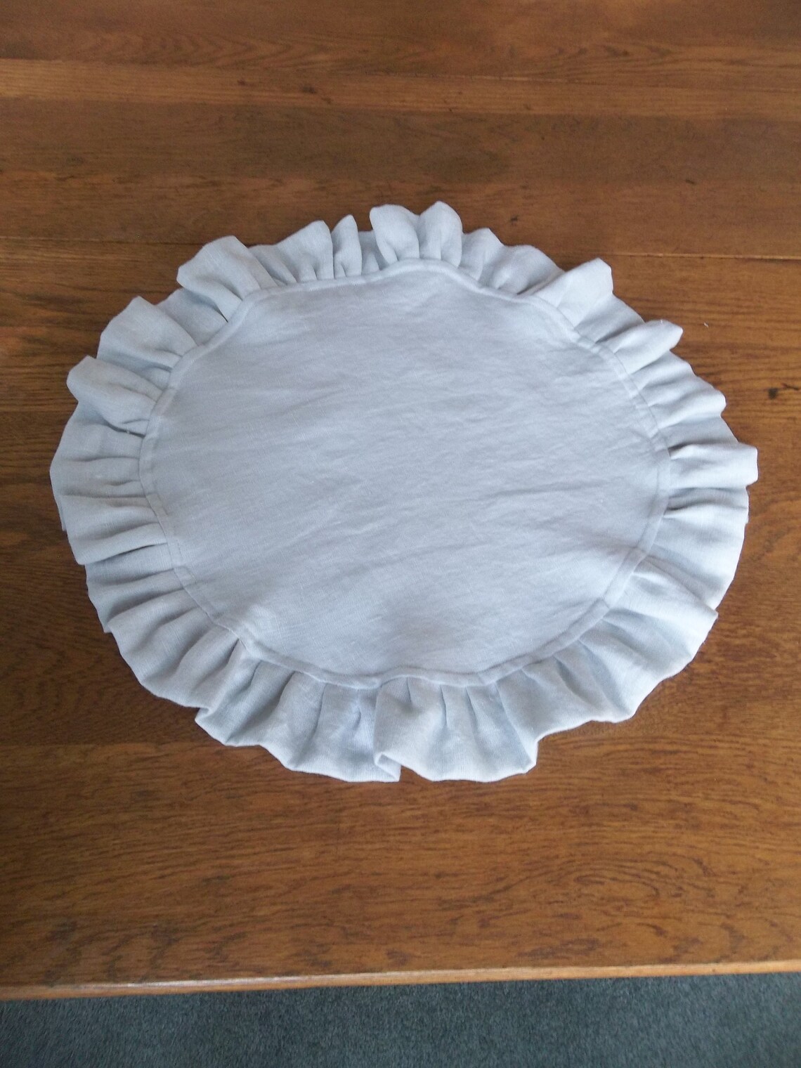 Linen Ruffled Placemats Custom Round Placemats Reversible Etsy