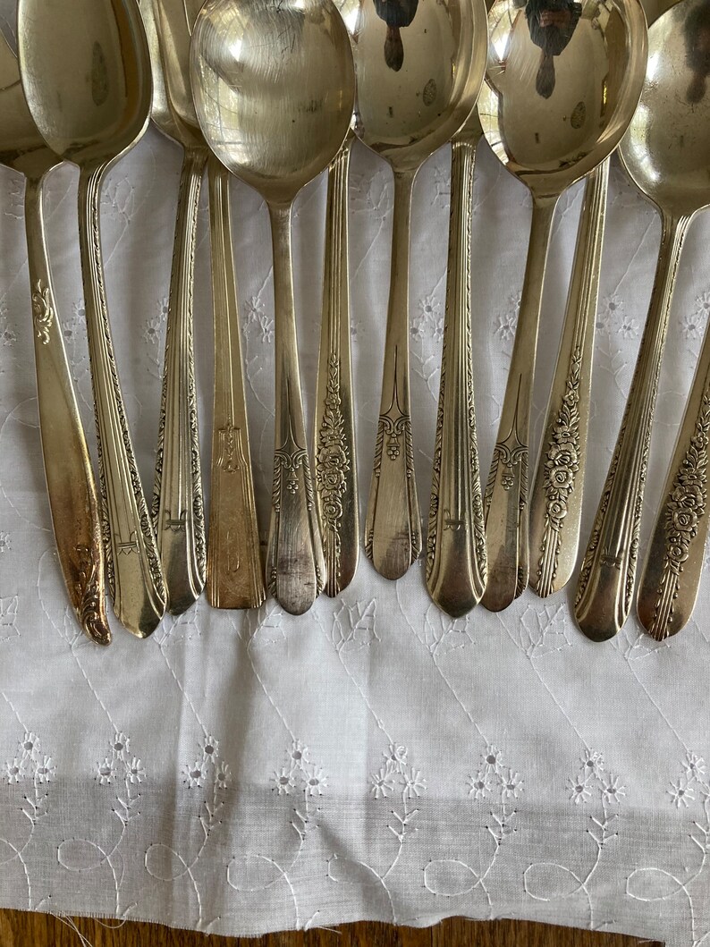 Lot Vintage Mismatched Silverplate Flatware Silver Plate Spoons Table Worthy or Craft Supplies Garden Markers French Country misshettie image 6