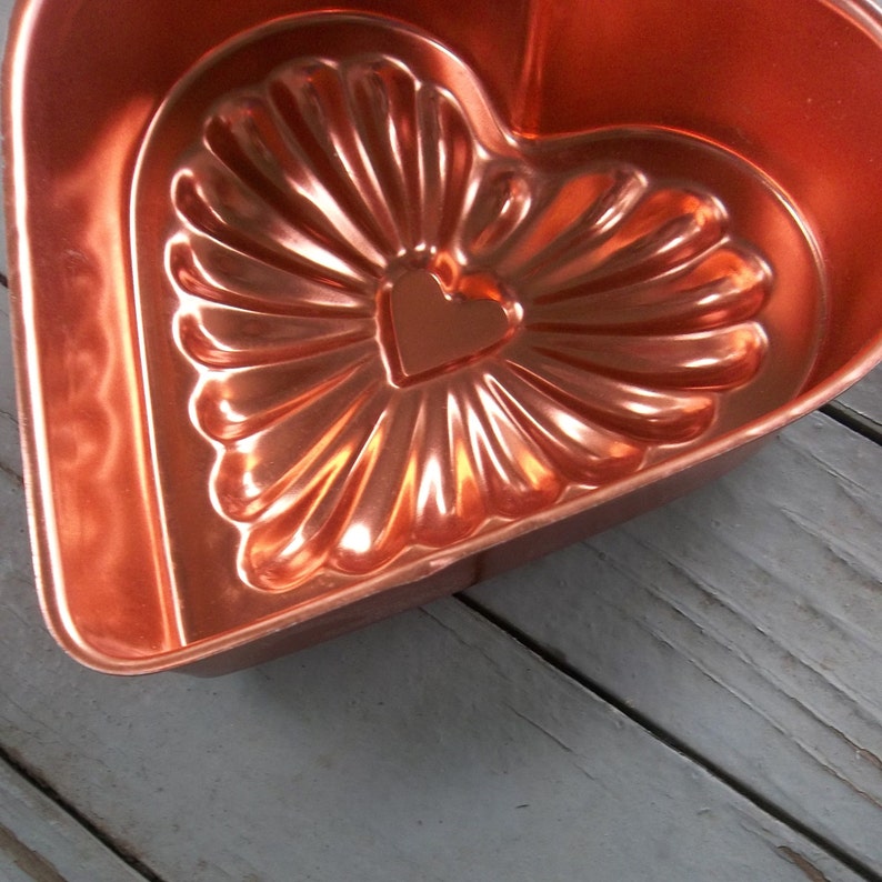Vintage Copper Heart Mold Gelatin Molds Heart Cake Pan Etsy
