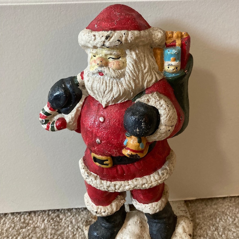 Vintage Cast Iron Santa Doorstop - Christmas Holiday Decor - Etsy