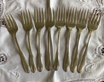 8 Silver Plate Forks FASCINATION Dessert Forks Silverplate Flatware Vintage Flatware Wedding Decorations Table Decor Set of 8