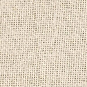 May include: A close-up of a natural beige burlap fabric with a woven texture.