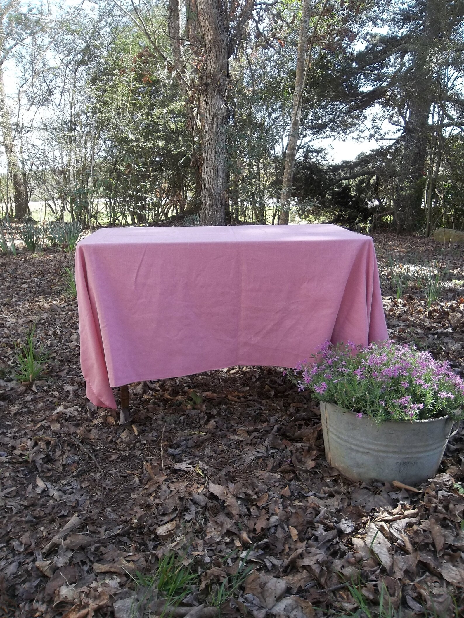 Vintage Pink Tablecloth Easter Table Cloth Overlay 50 X 70 Etsy