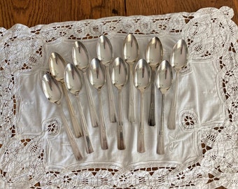 12 Silver Spoons Monogram A REVELATION Silver plate Flatware Silver Plate Teaspoons French Country Monogrammed Flatware misshettie