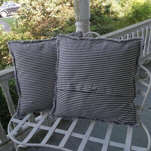 striped pillows in ticking custom made in your size and fabric