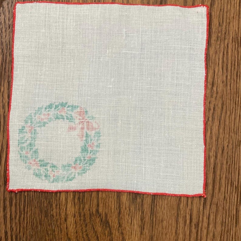 Vintage Christmas Cocktail Napkins for Holiday Table - Mid Century Barware - 2 Sets sold Separately image 7