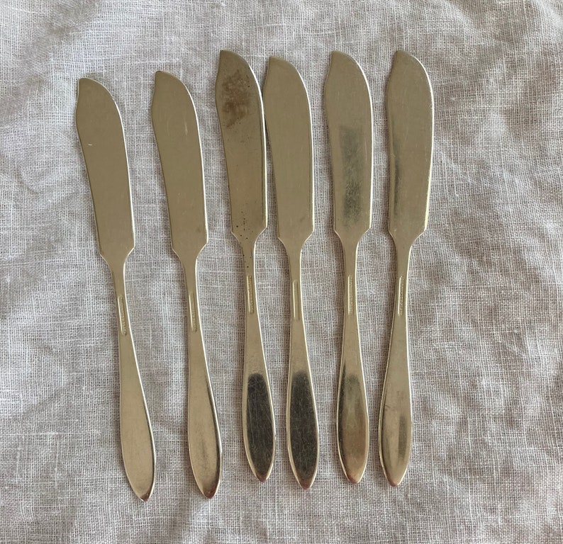 Silver Plate Butter Knives PATRICIAN Silver Butter Spreaders Set of 6 Cheese Spreaders French Country misshettie image 4