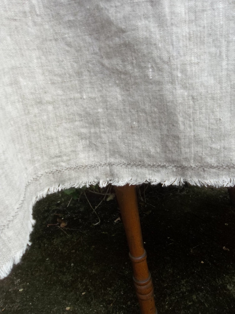 Custom linen tablecloth with frayed edge