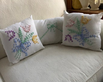 Chenille Pillows Handmade from Vintage Chenille Bedspread Decorative Pillow Bedroom Pillow French Country Cottage Chic Sold Separately