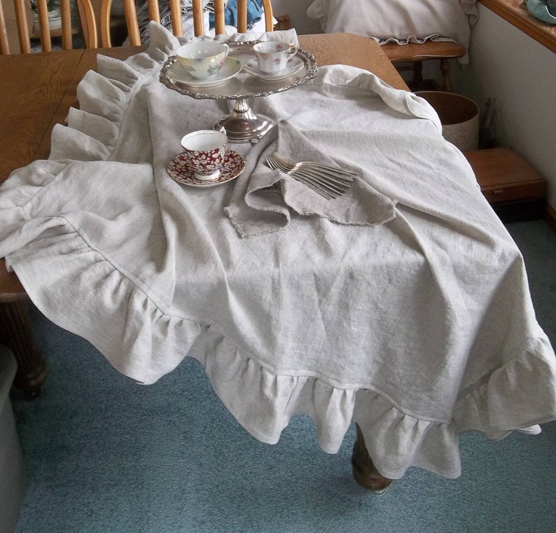 Ruffled Table Throw Linen Table Scarf Custom Sizes and Etsy