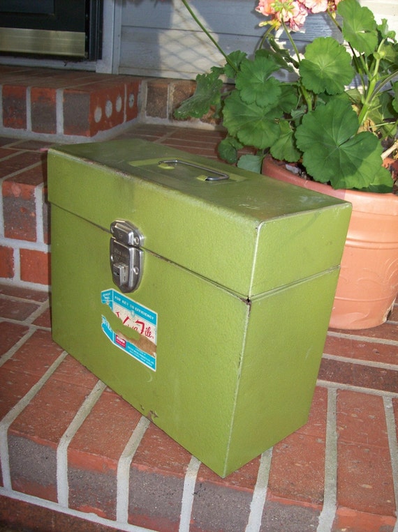Items similar to Vintage File Box Farmhouse Storage Industrial Decor