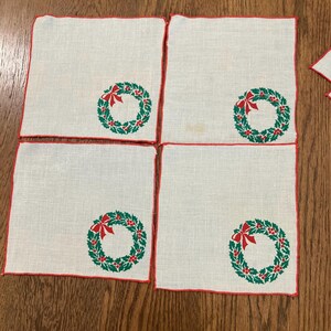 Vintage Christmas Cocktail Napkins for Holiday Table - Mid Century Barware - 2 Sets sold Separately image 4