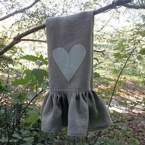 Linen Valentine Towel Heart Towel Neutral Valentine Décor Natural Linen Tea Towel Neutral Holiday Towel Neutral Pumpkin Towel misshettie