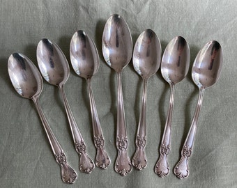 Vintage Silver Plate Dessert Spoons - Monogrammed 'B' - Old Company Plate - 7 Piece Set MissHettie