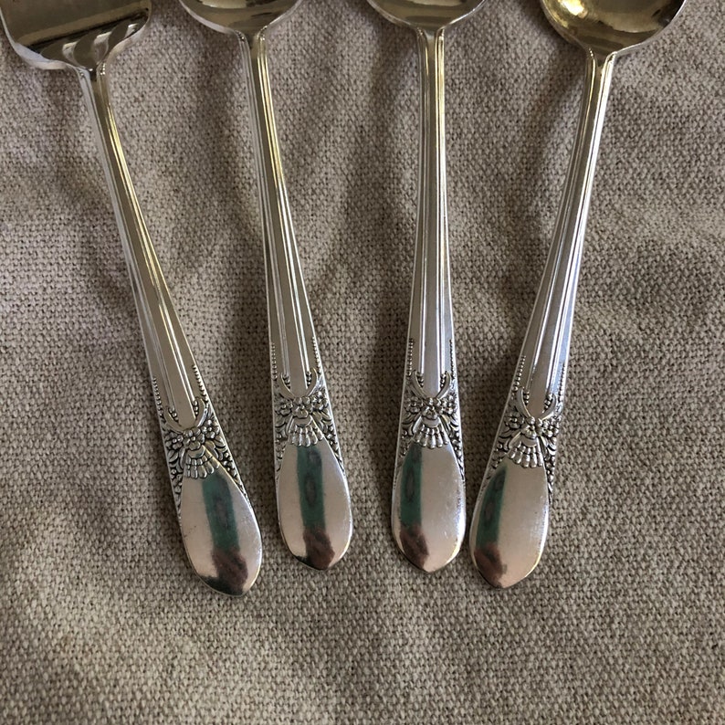 BELOVED Silver Plate Flatware Vintage Silverplate Serving Set Serving Spoons Meat Fork Wedding Decorations Table Decor French Country image 3