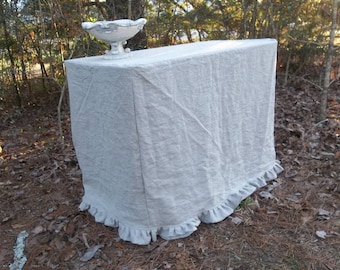 Ruffled Floor Length Tablecloth - Fitted Slipcover Table Cloth - Art Show Tablecloths - Custom Sizes Handmade