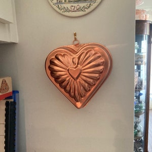 Vintage Copper Heart Mold Gelatin Molds Heart Cake Pan Farmhouse Kitchen Decor Candy Mold Valentines Day French Country image 3