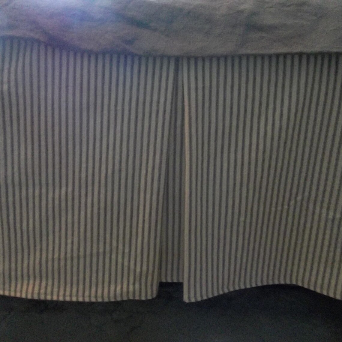 Custom Order Twin Bed Skirt Gray Ticking Tailored Bed Skirt Etsy