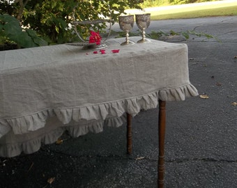 Custom Fitted Ruffled Tablecloth Linen Slipcover Tablecloth Linen Table Cloth French Country Wedding Decorations Table Decor More Available