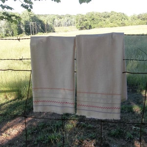 Pair Farmhouse Kitchen Towels Natural Cotton Tea Towels Boho Kitchen Towels 2 Decorative Towels French Country Set of 2