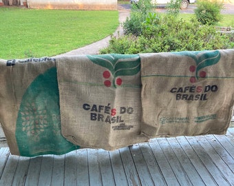 Burlap Coffee Bags Set - Farmhouse Decor, Window Treatment - Sewing Supplies Set of 3