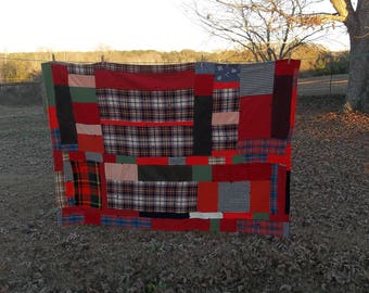 Plaid Wool Blanket | Wool Stadium Blanket | Crazy Quilt Blanket | Primitive Farmhouse Rustic Cabin Decor Plaid PicnicThrow