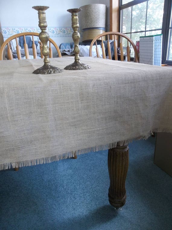 Fringed Burlap Tablecloth Custom Burlap Tablecloth Burlap Etsy