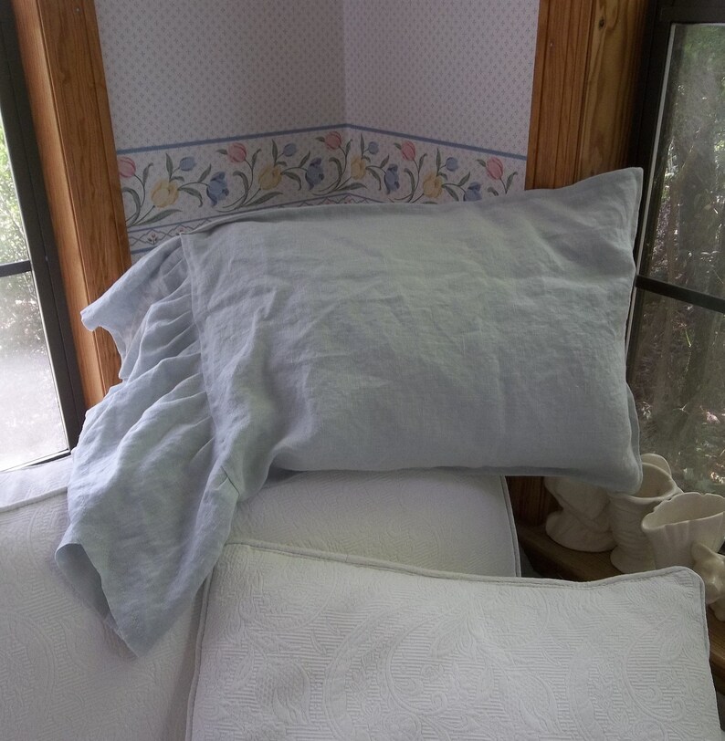 Ruffled Pillowcase Linen Travel Pillow Sham Linen Pillowcase Etsy