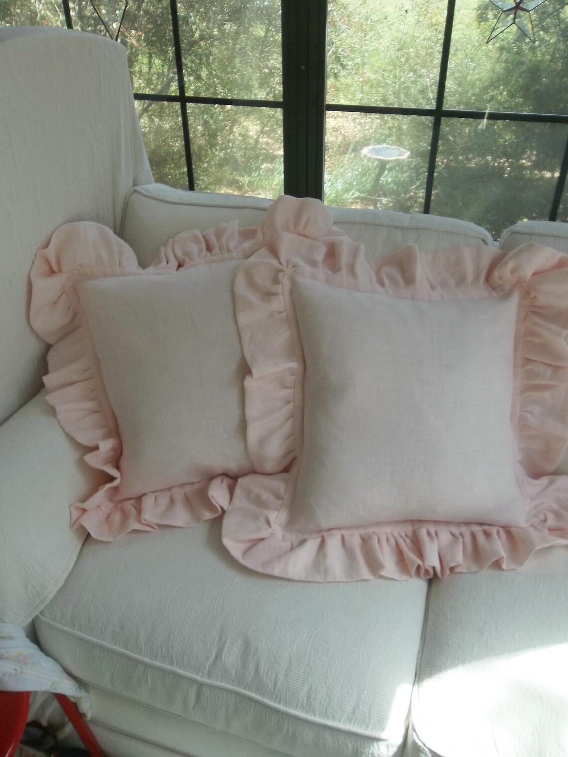 Ruffled Pink Linen Pillows Blush Pink Pillow Shams Custom Etsy