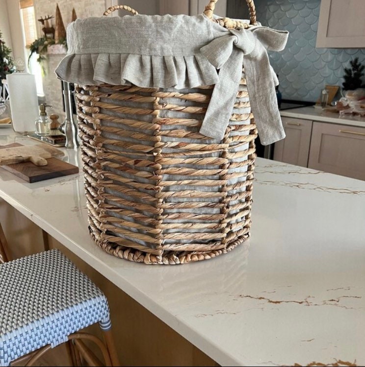 Custom Laundry Basket Liner Linen Basket Liner Ruffled Basket Etsy Australia