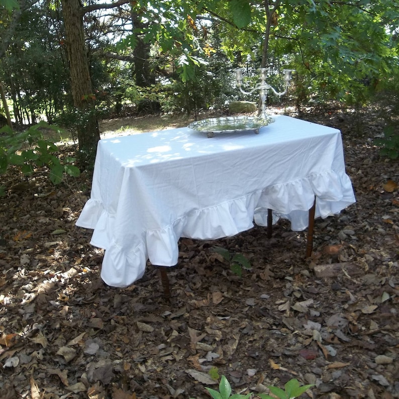 Ruffled Linen Tablecloth Ruffled Tablecloth Custom Table Skirt Wedding Decorations Table Decor Ruffled Table Cloth Table Scarf Handmade image 6