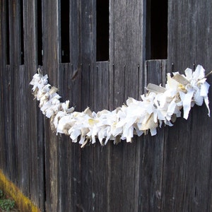 Neutral Garland Linen and Burlap Mantel Decor Custom Lengths Wedding Decorations Rag Fabric Swag Mantle Garland image 1