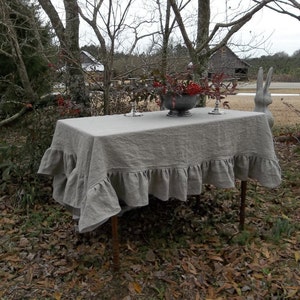 Linen Tablecloth with Ruffles Ruffled Table Cloth Custom Sizes and Fabrics Cottage Linens Thanksgiving Decor Free Shipping image 2