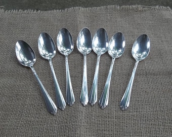 7 CLARIDGE Silver Plate Spoons Silver Dessert Sponns Vintage SIlverplate Flatware Wedding Decorations Table Decor French Country
