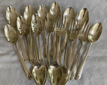 Vintage Mismatched Silverplate Flatware Silver Plate Forks Spoons Table Worthy or Craft Supplies Garden Markers French Country - misshettie