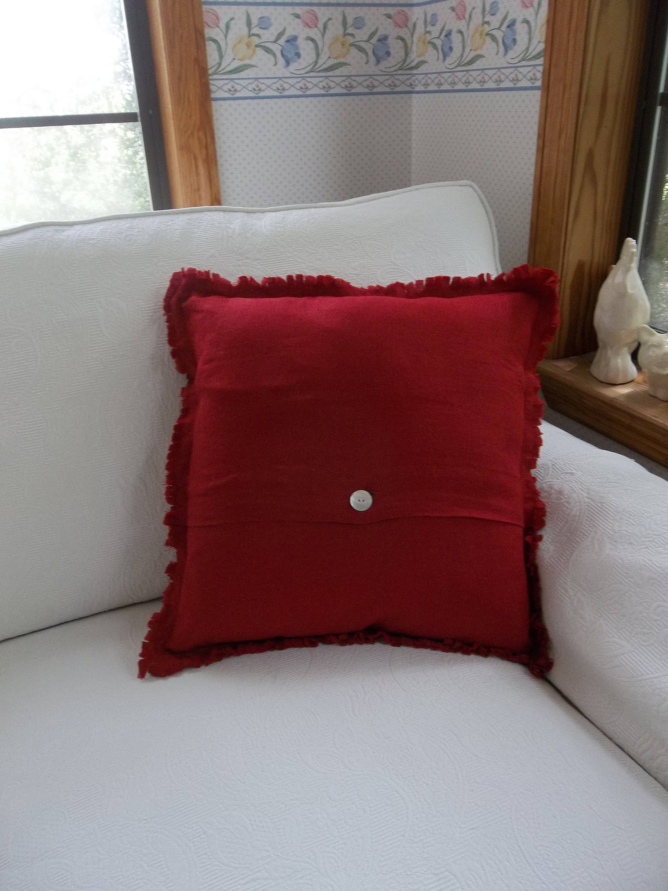 Red Linen Pillow Frayed Edge Pillow Sham Custom Sizes and Etsy