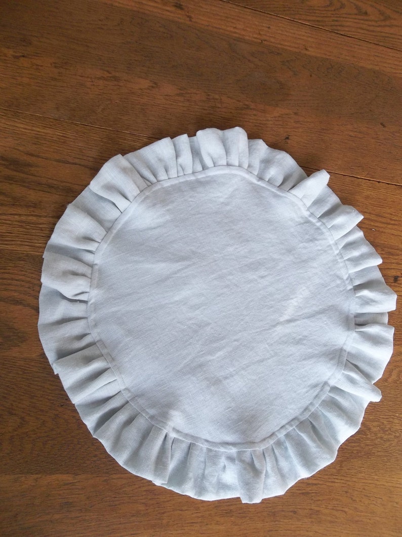 Linen Ruffled Placemats Custom Round Placemats Reversible Etsy