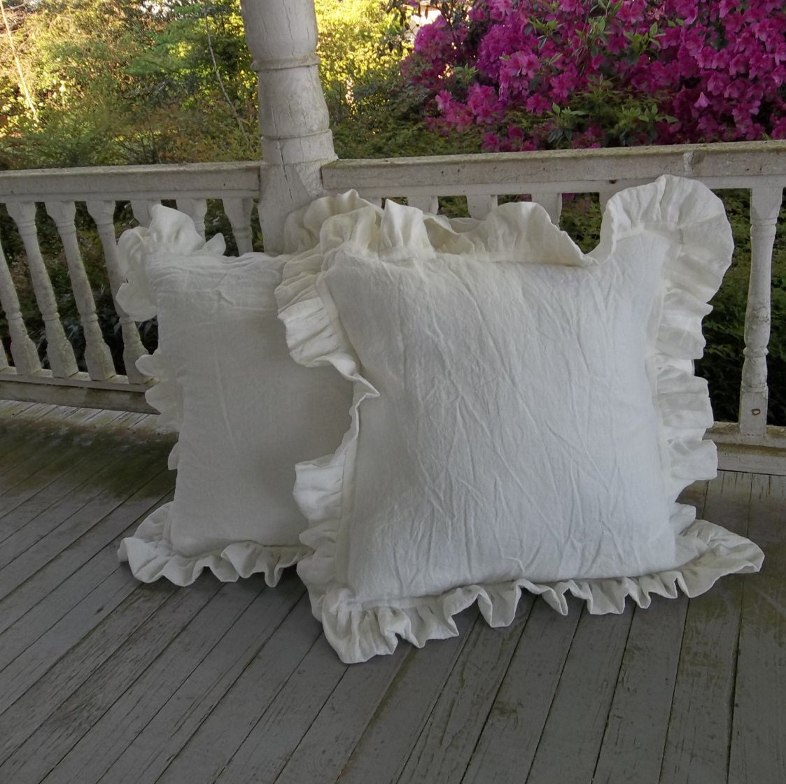 Custom Ruffled Pillow Shams Ruffled Linen Pillows Custom Sizes Etsy