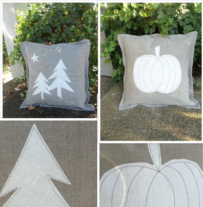 Pumpkin Pillow Neutral Fall Decor Christmas Pillow Neutral Etsy