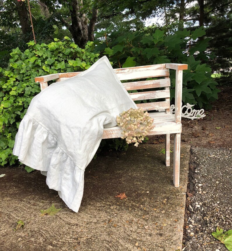 Ruffled Pillowcase Linen Travel Pillow Sham Linen Pillowcase Etsy