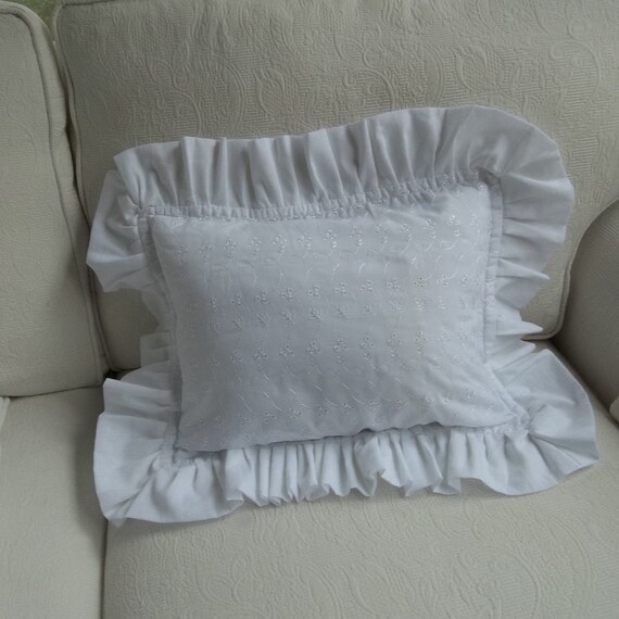 Custom Ruffled Pillow White Eyelet Custom Ruffled Pillow White Eyelet
